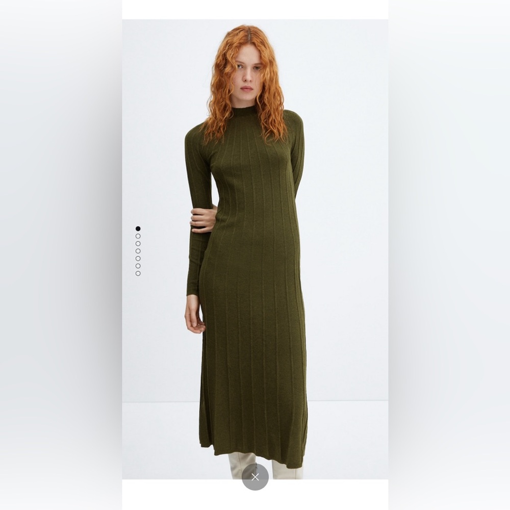 MANGO Perkins-neck ribbed dress